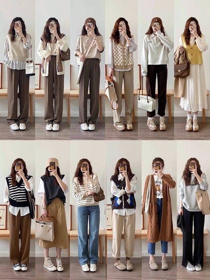 K style layering outfit Korean fashion oversized casual style