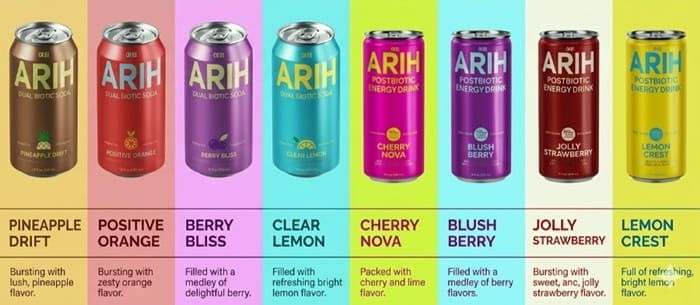 ARIH clean energy drinks and functional sodas collection