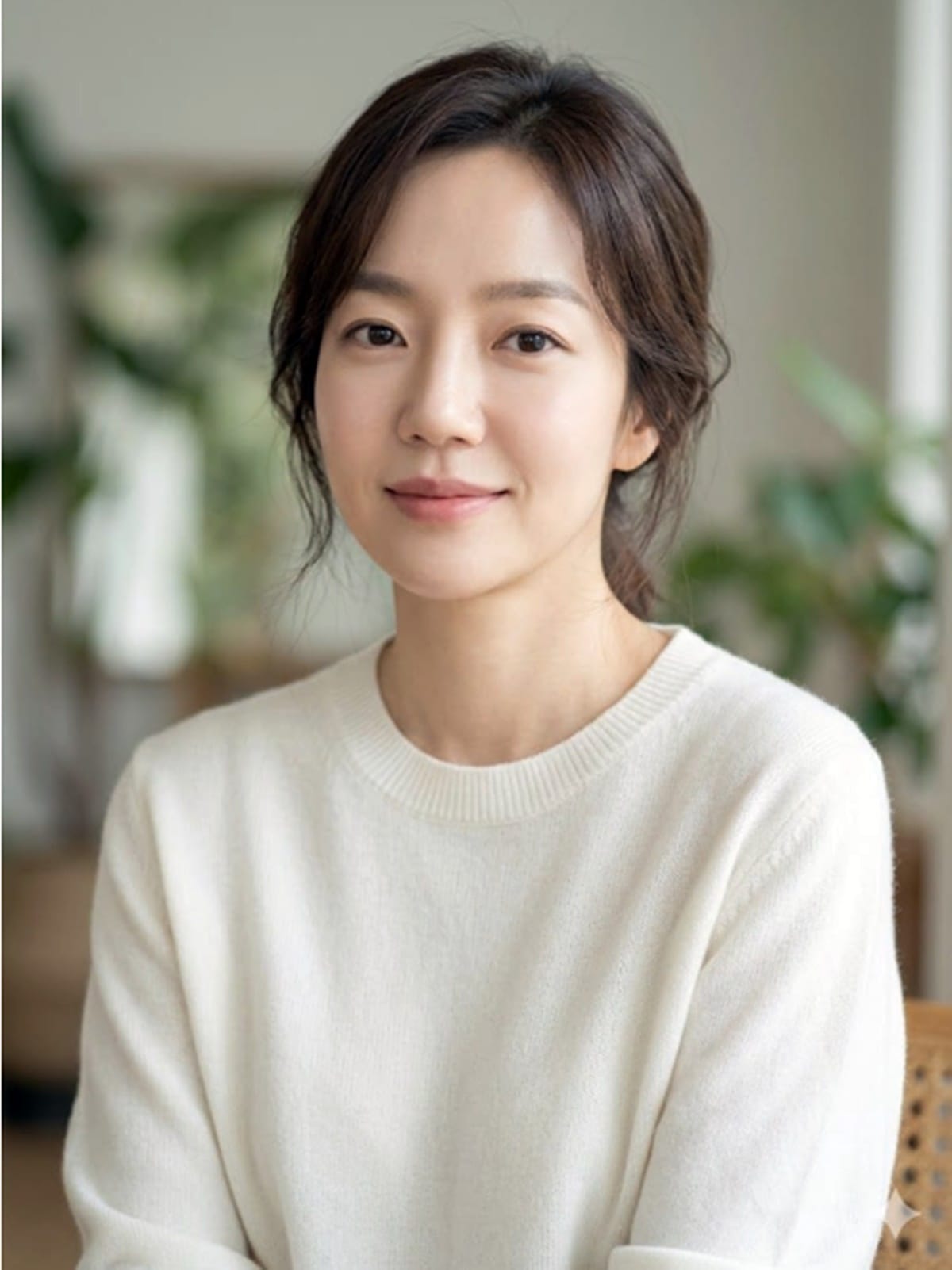 Korean actress Im Soo-jung with minimal makeup, emphasizing her pure beauty and porcelain skin