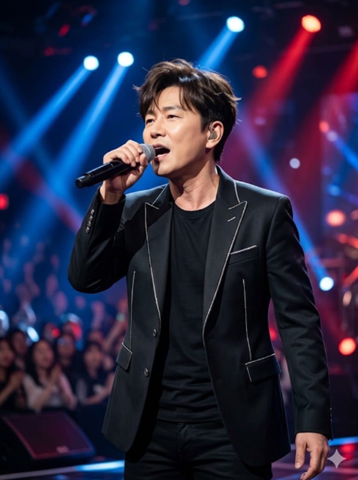 Korean singer Lee Seung-hwan performing live, looking youthful and defying his real age
