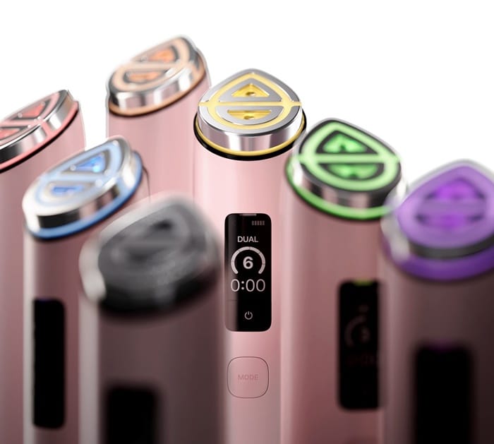 Close-up shot of Medicube AGE-R Booster Pro X2 beauty device for professional home aesthetic care