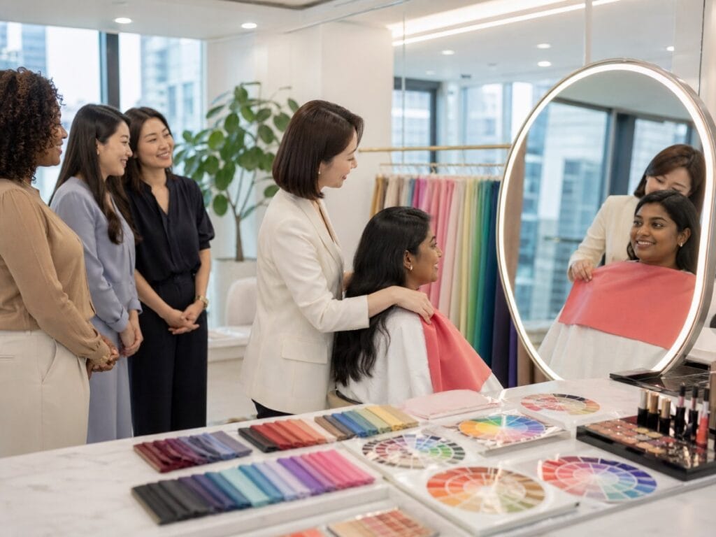 Modern and inclusive environment for the best personal color analysis Seoul foreigners experience.