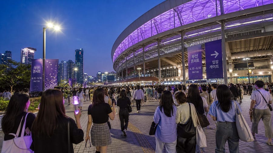 BTS Busan Concert 2026 fans arriving at Busan stadium