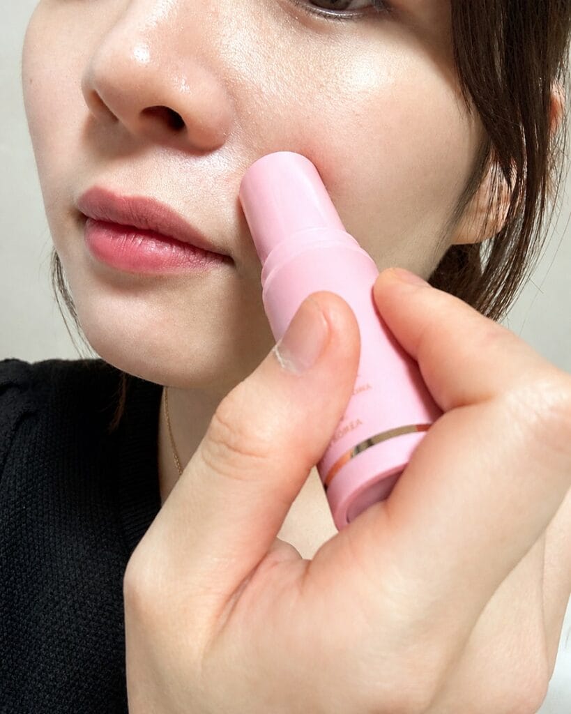 KAHI Multi Balm applied to cheek for dewy Korean skincare glow