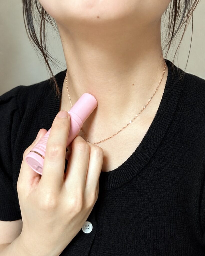 KAHI Multi Balm applied to neck area for moisturizing skincare review
